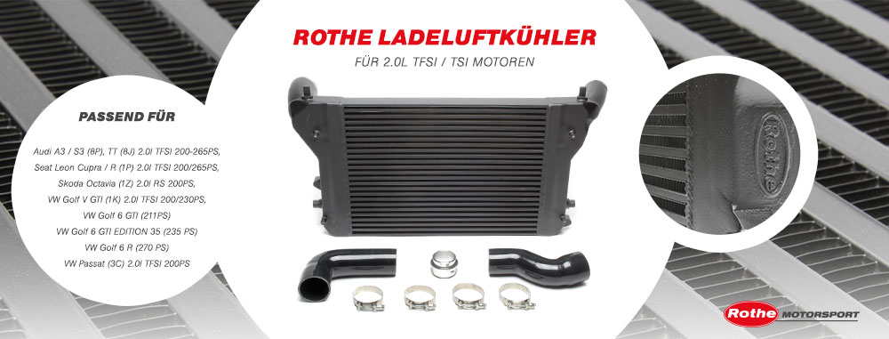 Voll-Aluminium Ladeluftkühler für die VW Golf 5 und Golf 6 (PQ 35 und 36) Plattform!