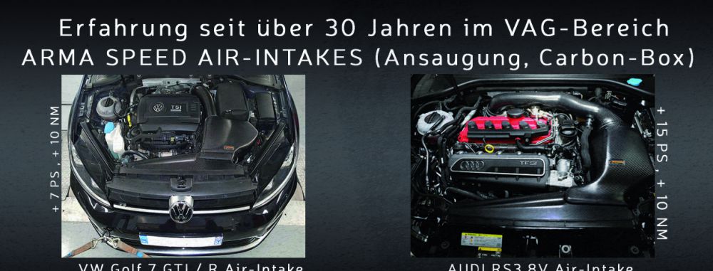 AUDI RS3 8V + VW GOLF 7 GTI / R AIR-INTAKE by ARMA SPEED mit Teilegutachten!!!!